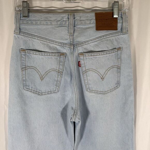 Levis Ribcage Straight Ankle Jeans Women's 26 Light Wash Blue Denim Button Fly - Picture 7 of 15
